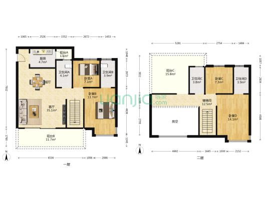 乾城美景 4室1厅4卫 144平方