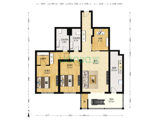 上国阙 3室1厅2卫 163平方