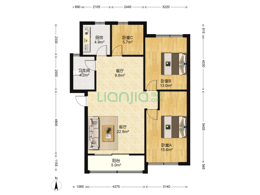 槠溪·碧水香邻 3室2厅1卫 100平方