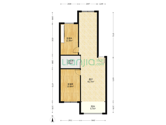 嘉利金山翰林苑 2室1厅1卫 95平方