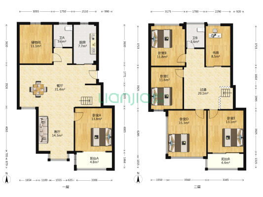 宁静家园 6室2厅2卫 164平方