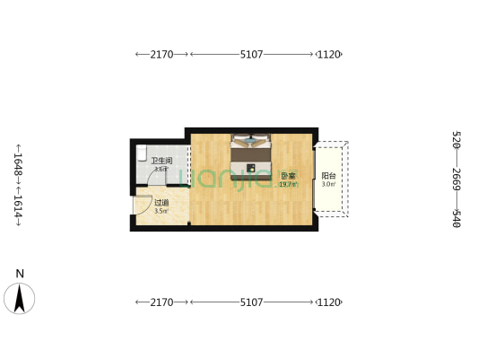 天下青城D区 1室0厅1卫 39平方
