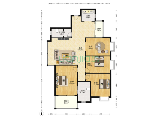 四季花城 4室1厅2卫 168平方