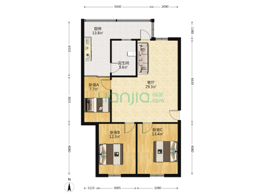 南门路15号 3室1厅1卫 97平方