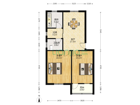 东苑路113号 2室1厅1卫 75平方