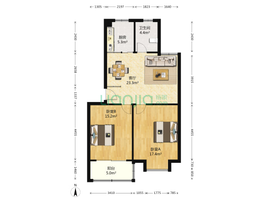 东江园 2室1厅1卫 80平方