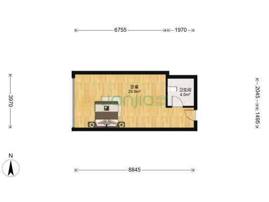 中北大厦 1室0厅1卫 50平方