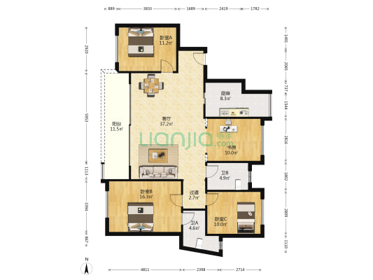弘阳天宸一品 4室1厅2卫 141平方