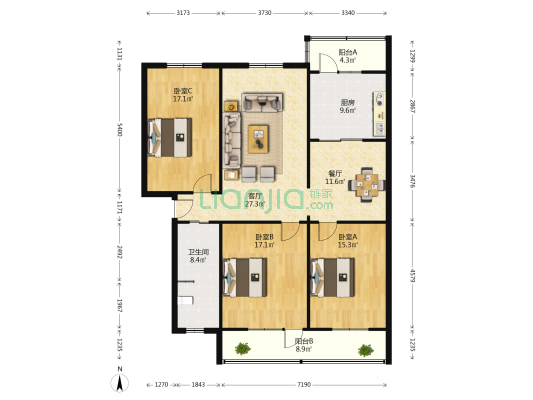 南街家属楼（廉华街） 3室2厅1卫 142平方