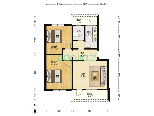 山泉小区 2室1厅1卫 78平方