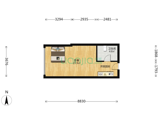 锦州国际商务中心 1室0厅1卫 46平方