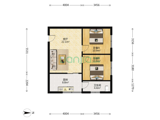 蜀新小区 2室1厅1卫 70平方