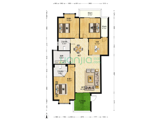 景观豪庭 4室1厅2卫 155平方
