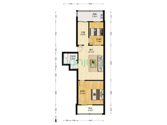 煤气化大西区 2室1厅1卫 80平方