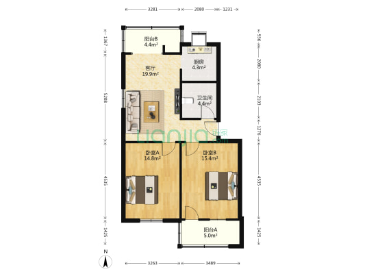 体委家属院 2室1厅1卫 82平方