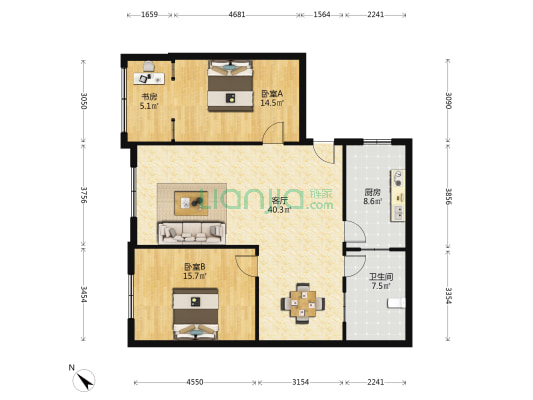 宝丰人家 3室1厅1卫 111平方