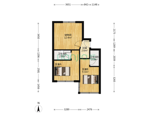 农业厅第三住宅区 2室0厅2卫 53平方