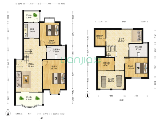 上海星城花园 3室2厅2卫 114平方
