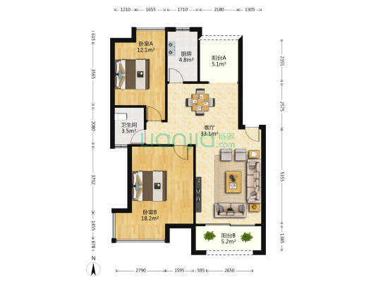 站前南路 2室1厅1卫 87平方