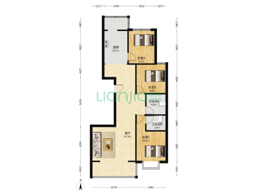 秀莲小镇 3室1厅2卫 113平方