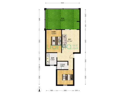 东方铁西住宅区 2室1厅1卫 67平方