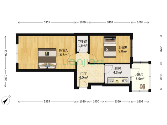 木兰小区（七政街） 2室0厅1卫 35平方