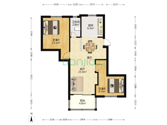 光复新村 2室1厅1卫 75平方