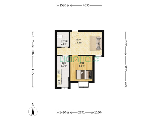 富锦嘉园三区 1室1厅1卫 46平方