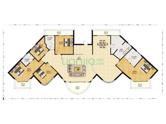 晟泰农民新村 5室1厅3卫 285平方