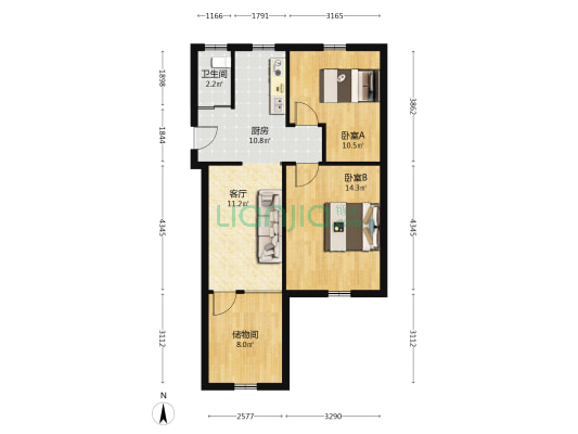 印染厂宿舍 2室1厅1卫 60平方