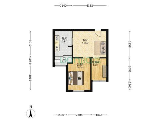 珞南雅居 2室1厅1卫 54平方