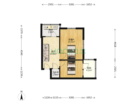 向阳里(红桥) 2室1厅1卫 55平方