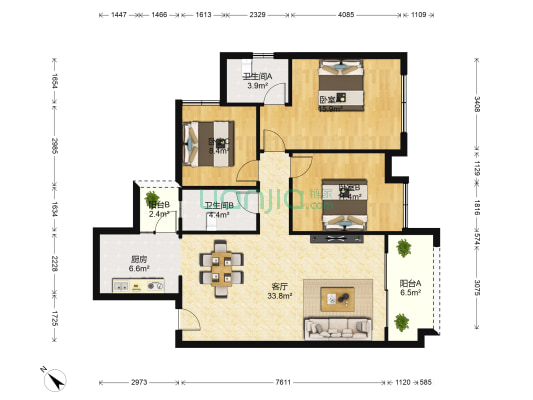 花样年花样城二期 3室1厅2卫 113平方