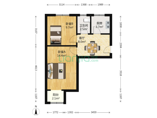 南阳路155号院 2室1厅1卫 40平方