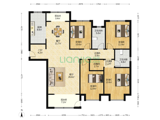 昆御府 4室2厅2卫 171平方
