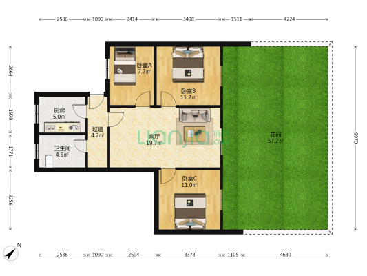 新民街246号居民楼 3室1厅1卫 70平方