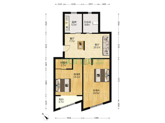 虹梅路2998弄 2室2厅1卫 87平方