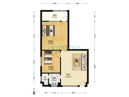 建新路 2室1厅1卫 82平方