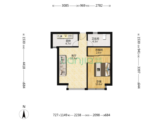 建德坊 1室1厅1卫 58平方