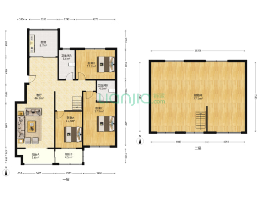 紫荆苑 3室1厅2卫 230平方