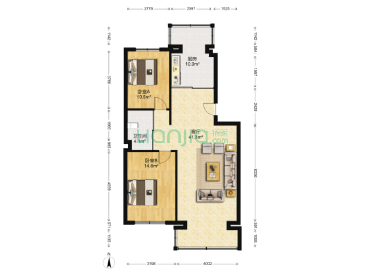 园中园小区 2室1厅1卫 105平方