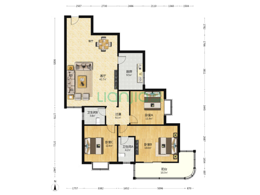 咸宁东路621号 3室1厅2卫 149平方