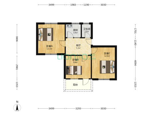 解放路31号 3室1厅1卫 67平方