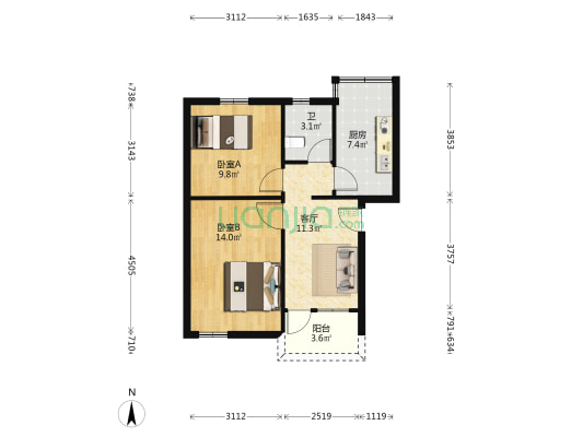 西贤里 2室1厅1卫 60平方