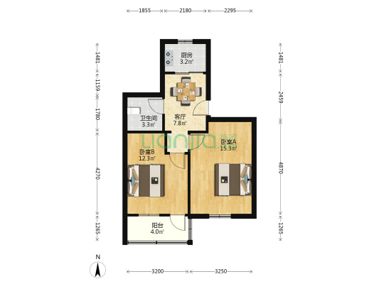 湾士岸二村 2室1厅1卫 60平方