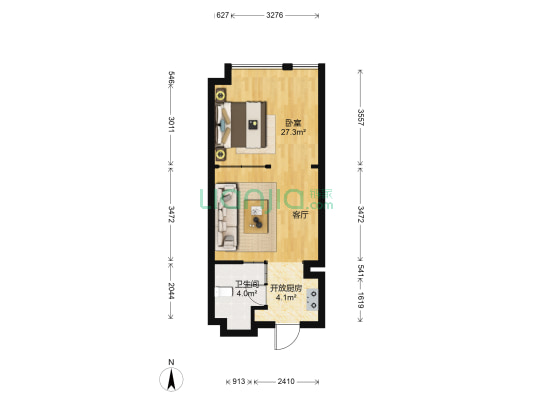 金陵天成 1室0厅1卫 52平方