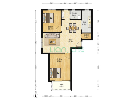 万富大厦 2室1厅1卫 109平方