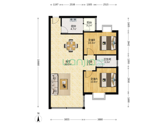 金豪雅苑 2室1厅1卫 82平方