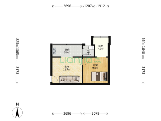 书香苑(万州) 1室1厅1卫 41平方