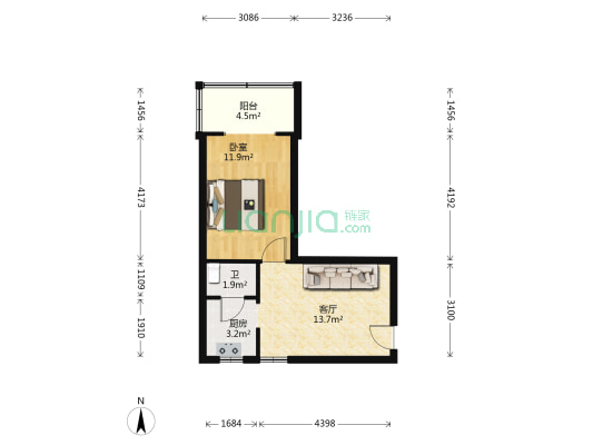 科学路12号 1室1厅1卫 41平方